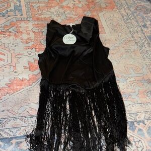 Elegant Black Fringe Blouse